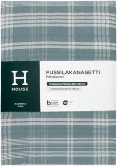 House pussilakanasetti Ruutu seersucker 150 x 210 + 55 x 65 cm tummanvihreä - 2