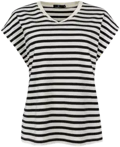 House naisten raidallinen t-paita 213H261701 - Black white - 1