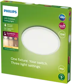 Philips ulkokattovalaisin SuperSlim valkoinen SceneSwitch 15W 2700K IP54 - 2