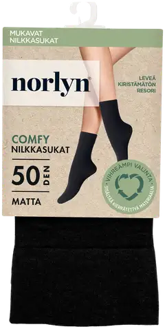 Norlyn naisten nilkkasukat Comfy Opaque 50 denier - BLACK - 1