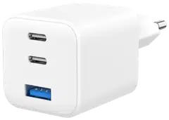 Wave 65 W pikalataava GaN -verkkolaturi, 2 x USB Type-C + 1 x USB-A, valkoinen - 2