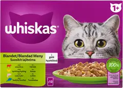 Whiskas 1+ Suosikit Lajitelma hyytelössä (12 x 85 g) - 1