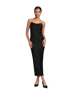 WKLY. naisten pitkä satiinimekko 218W382699 - black - 1