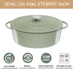 Tefal Lov Oval kattila 34 cm / 7,2 L vaaleanvihreä E2580604 - 11