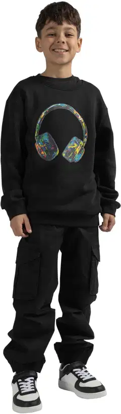 House lasten collegepusero, jossa harjattu sisäpinta 23PH292608 - Black - 4