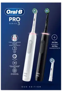 Oral-B Pro Series 3 -kaksoispakkaus, Black & White Sähköhammasharjat, 3 harjaspäätä, Designed By Braun - 2