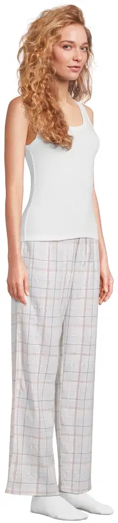 Actuelle naisten flanelliyöhousut 212A382609 - Beige check - 4