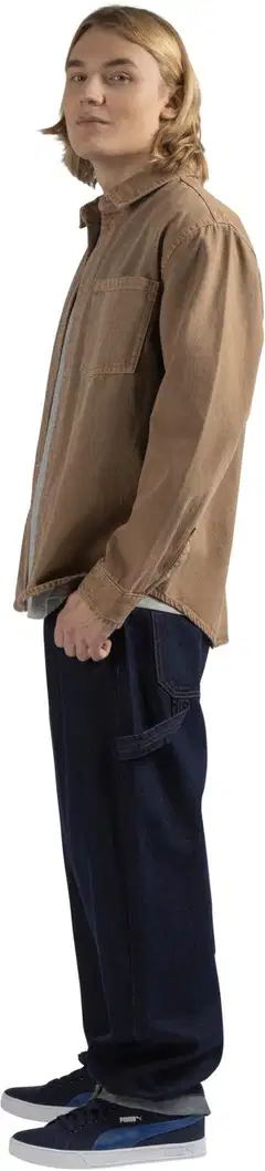 WKLY. miesten paitatakki värifarkkua, loose fit, painonappikiinnitys 194W252507 - Mocha brown - 6