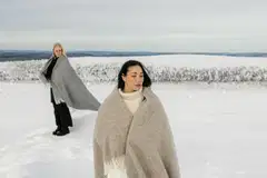 Lapuan Kankurit Arvo huopa 130x180cm+hapsut valko-luonnon beige 100% villa - 4