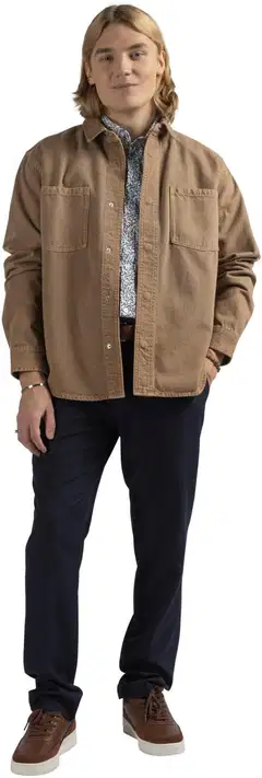 WKLY. miesten paitatakki värifarkkua, loose fit, painonappikiinnitys 194W252507 - Mocha brown - 3