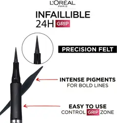 L'Oréal Paris Infaillible Grip 24H Precision Felt eyeliner nestemäinen silmänrajausväri - 01 black - 4