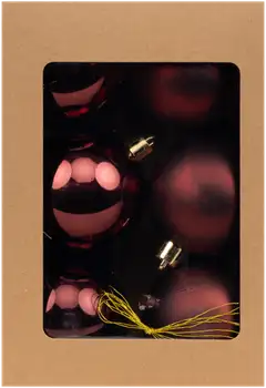 Joulupallo 6 cm 6 kpl burgundi - 2