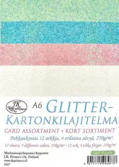 J.K. Primeco glitterkartonkilajitelma A6 pastelli 12ark - 1