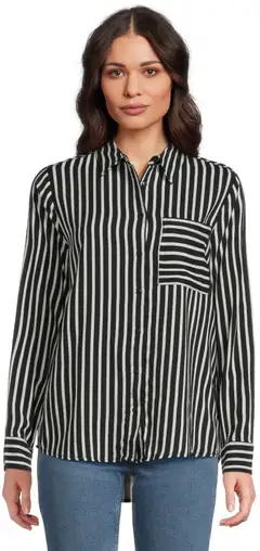 House naisten kauluspaita raita 228H260310 - Black white - 1