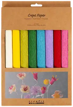 Creativ Company kreppipaperi, perusvärilajitelma, 8 ark - 2