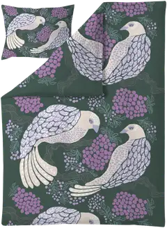 Vallila viserrys satiini pussilakanasetti 150x210 cm vihreälila - 1