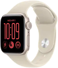 Apple Watch SE 3 GPS 40 mm:n tähtivalkea alumiinikuori ja hiekanvärinen urheiluranneke - S/M - MJKR4QN/A - 2