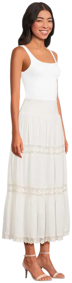 Margaux Riviera naisten pitkä pitsihame SDL-04 - WHITE - 4