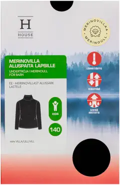 House lasten aluspaita merinovillaa 231H332542 - 19-0303tcx jet black - 4