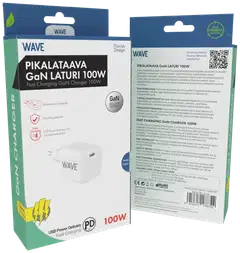 Wave 100 W pikalataava GaN -verkkolaturi, 1 x USB Type-C, valkoinen - 4