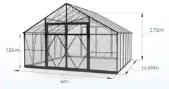 Ecoslider kasvihuone DD 4.0 X 14.69 - 4