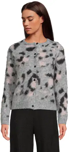 WKLY. naisten intarsia-neuletakki, harjattu pehmeä pörröpinta, villasekoite 213W312680 - MULTI COLOR - 1