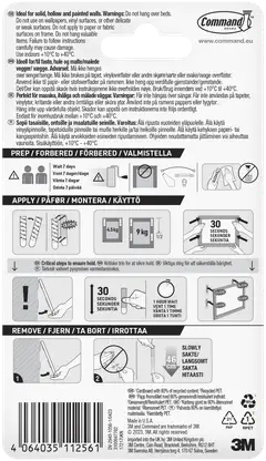 Command™-taulunkiinnityspalat 17217 UKN, valkoinen, XL painaville esineille < 9 kg, 4 paria - 4