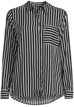 House naisten kauluspaita raita 228H260310 - Black white - 2