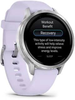 Garmin älykello Venu 4 – 41 mm, hopeanvärinen ja sinivioletti silikonihihna - 6