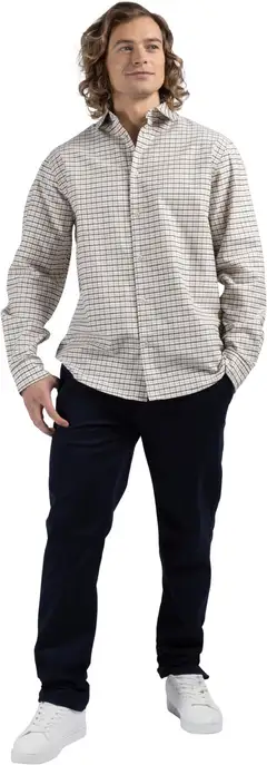 London Fog miesten Oxford-kauluspaita 194LF03267 - Offwhite w/chocolate check - 5