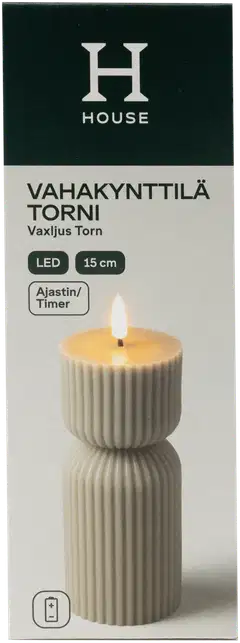 House Led-vahakynttilä Torni 15 cm ruskea - 1