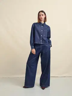 WKLY. naisten leveät farkut, smart casual denim 222W282684 - Denim dk. blue - 5