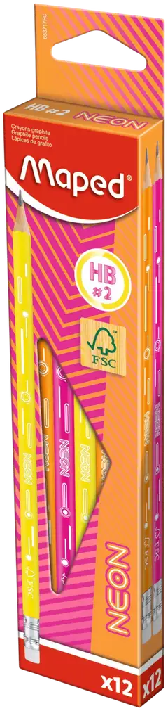 Maped Lyijykynät NEON FSC 12 kpl rasiassa - 1