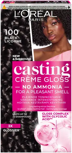 L'Oréal Paris Casting Crème Gloss 100 Black Licorne semi-permanent hiusväri normaaleille hiuksille 1 pce - 1