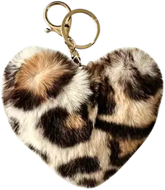 Laukkukoru leopard heart charm - BEIGE - 1