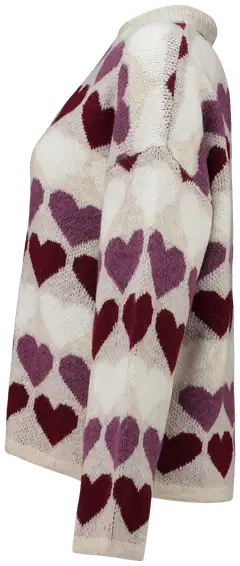 Hailys naisten neule Sa44nna - beige/burgundy heart - 2