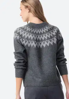 TEX naisten neulepusero jacquard I291428 - GREY - 3