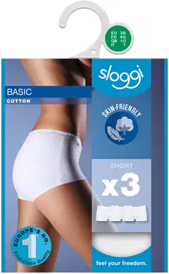 Sloggi Basic Short naisten alushousut 3-pack - White - 3
