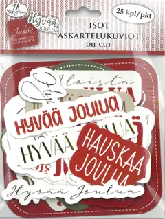 J.K. Primeco isot askartelukuviot Joulutekstit punavihreä 25kpl - 1