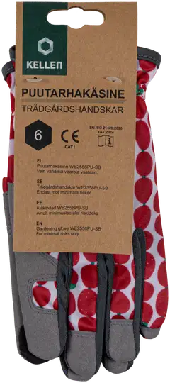 Kellen puutarhakäsine pehmustettu kämmen Mansikka WE2558PU-SB, PatternLab - Punainen - 2