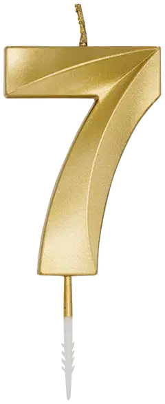 Kakkukynttilä 7 kultainen 6 cm - 2