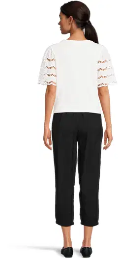 WKLY. naisten pitsihihallinen trikoopusero 213W090136 - WHITE - 3