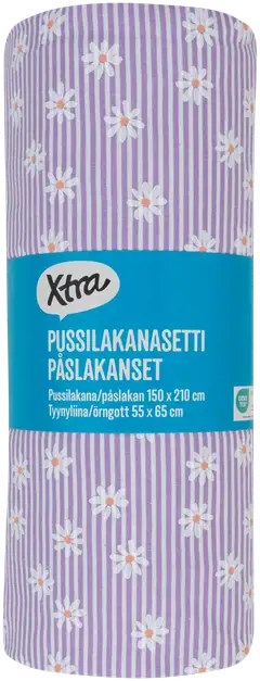 Xtra pussilakanasetti Daisy 150x210 cm liila-valkoinen - 2