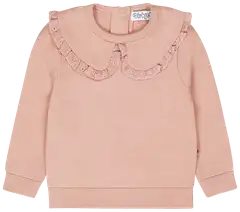 Dirkje vauvojen collegepusero, jossa pitsiröyhelöä kauluksessa Q52362 - Dusty Pink - 1