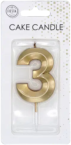 Kakkukynttilä 3 kultainen 6 cm - 3