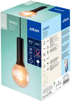 Airam Okko ripustijohto 2m E27 musta - 2