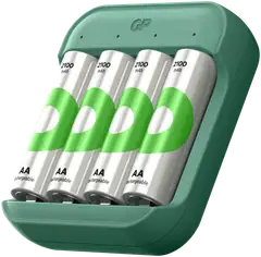 GP Recyko akkulaturi B423 sis. 4kpl AA 2100mAh NiMH akut - 1