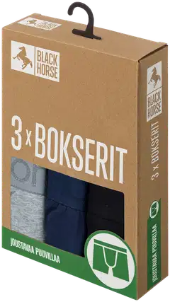 Black Horse miesten bokserit 3-pack I157 - GreyMel-Navy-Black - 2