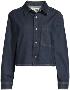 WKLY. naisten lyhyt farkkujakku, väljä istuvuus, kontrastitikkaukset, painonapitus 228W282683 - Denim dk. blue - 2