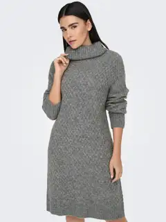 JDY naisten tyylikäs palmikoitu neulemekko Jdybigum - Medium Grey Melange - 6